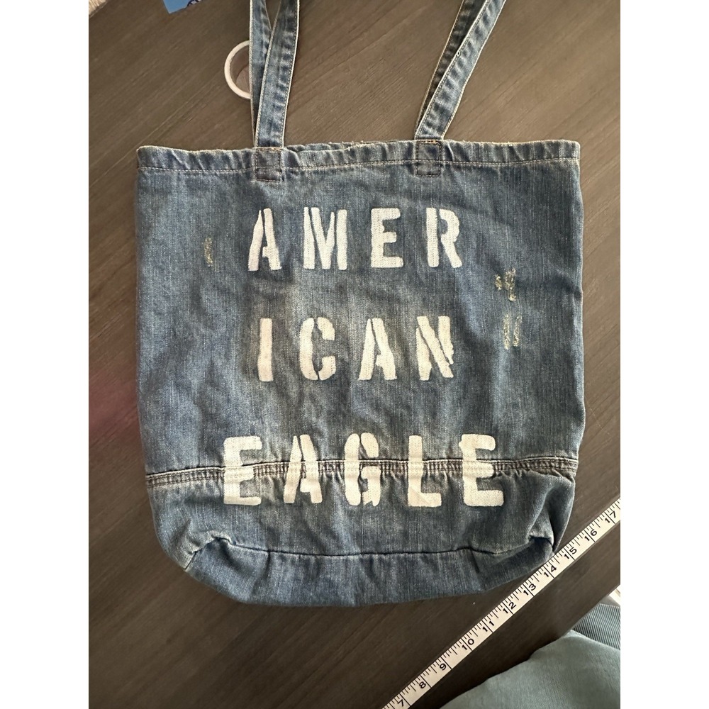 American Eagle Outfitters Distressed Denim Jean Purse Shoulder Bag‎ Tote Shopper